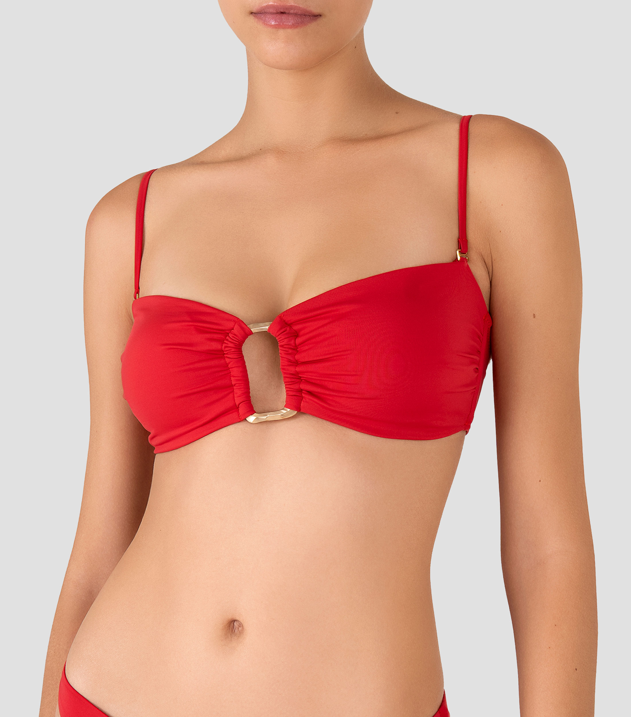 Bikini top con hebilla liso Mujer